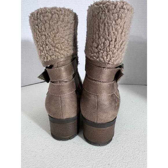 "WHITE MOUNTAIN" Womens Chunky Heel Boot "Bandwagon" Winter Boots Faux Fur - Picture 8 of 13